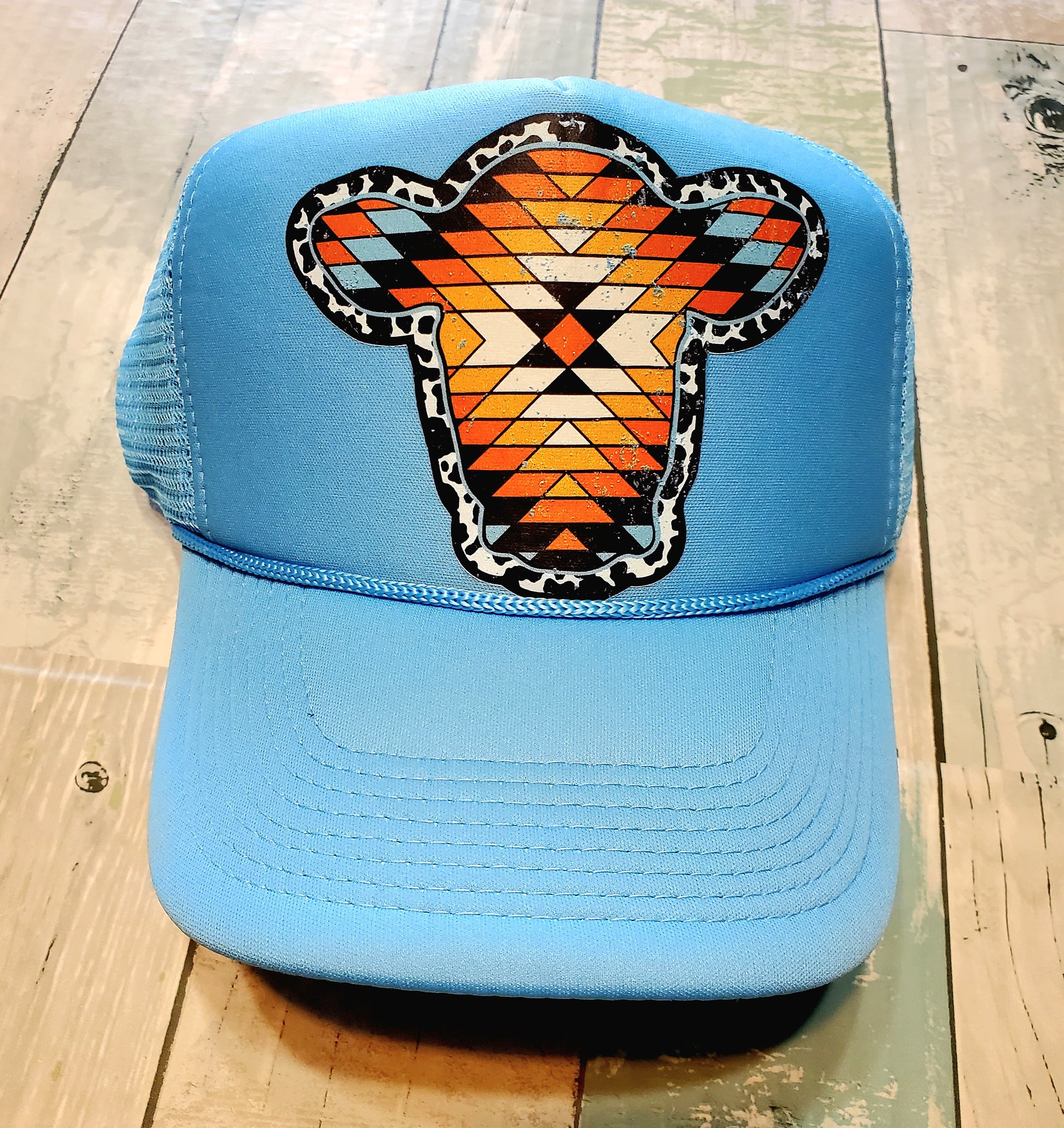 Aztec Cow Trucker Hat - Adventure Plaids