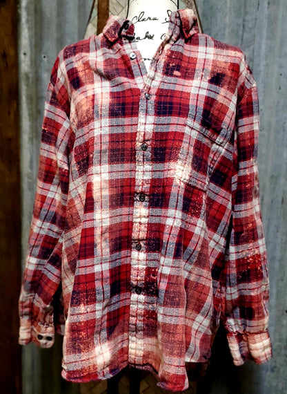 The Mountains are Calling and I Must Go - bleached flannel - RTS sz XL-ISH - Adventure Plaids