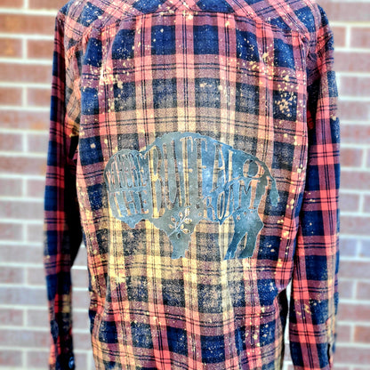 Where the Buffalo Roam Bleached Flannel - RTS Sz Large-ish - Adventure Plaids