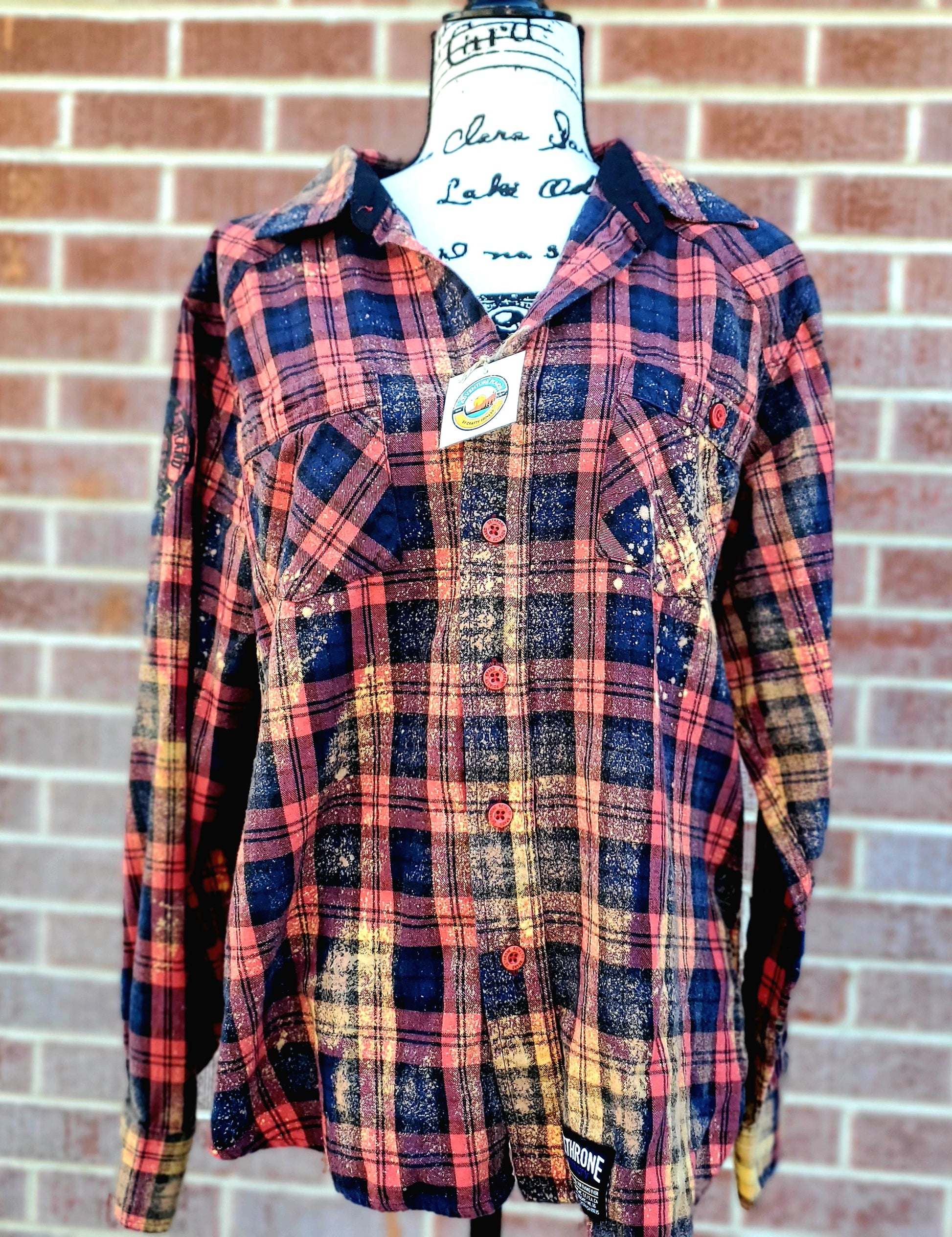 Where the Buffalo Roam Bleached Flannel - RTS Sz Large-ish - Adventure Plaids