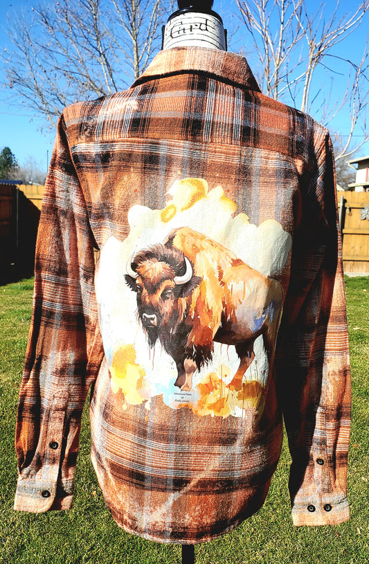 Colorful Bison Bleached Flannel - RTS Sz Small-ish - Adventure Plaids