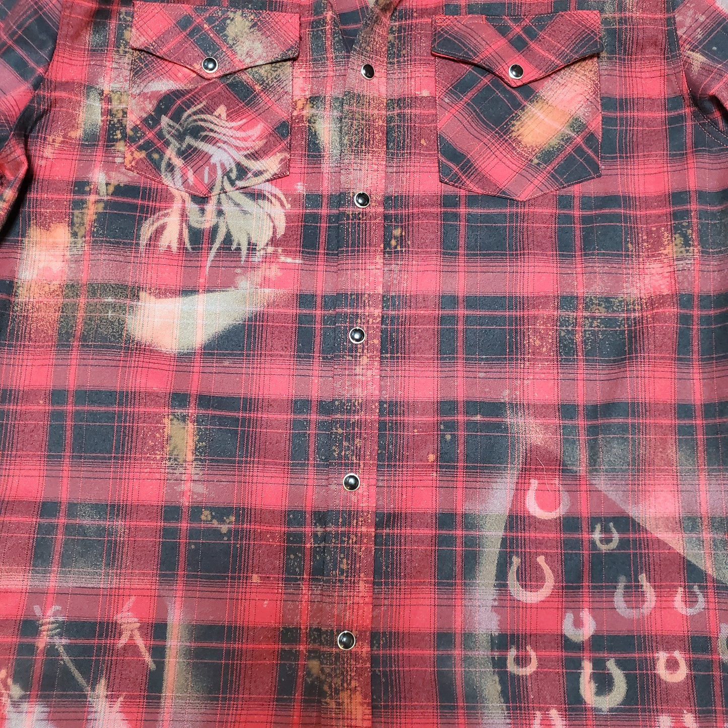 Rhinestone Cowgirl Bleached Flannel - RTS Sz XL-ISH - Adventure Plaids