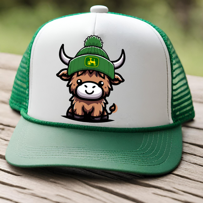 Bull in a Beanie - Trucker Hat - Adventure Plaids