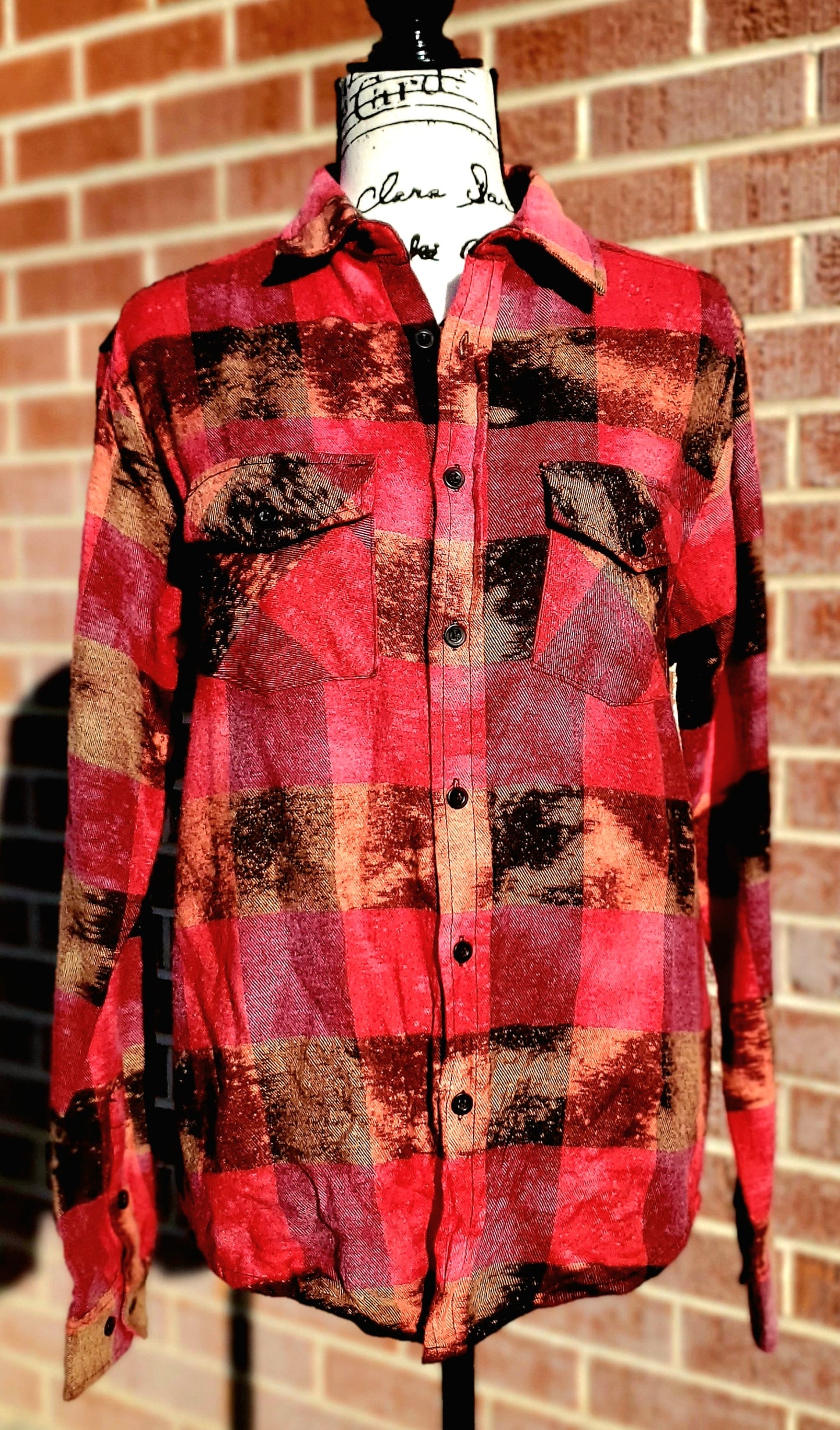 Clucking Fabulous Bleached Flannel - RTS Sz Medium-ish - Adventure Plaids