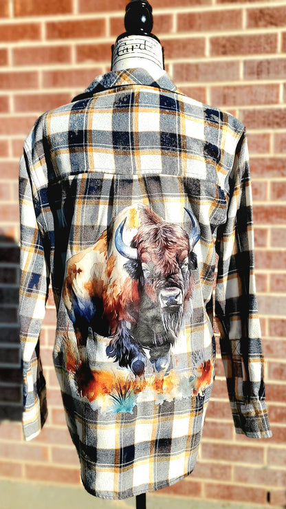 Colorful Bull Bison Bleached Flannel - RTS Sz Medium-ish - Adventure Plaids