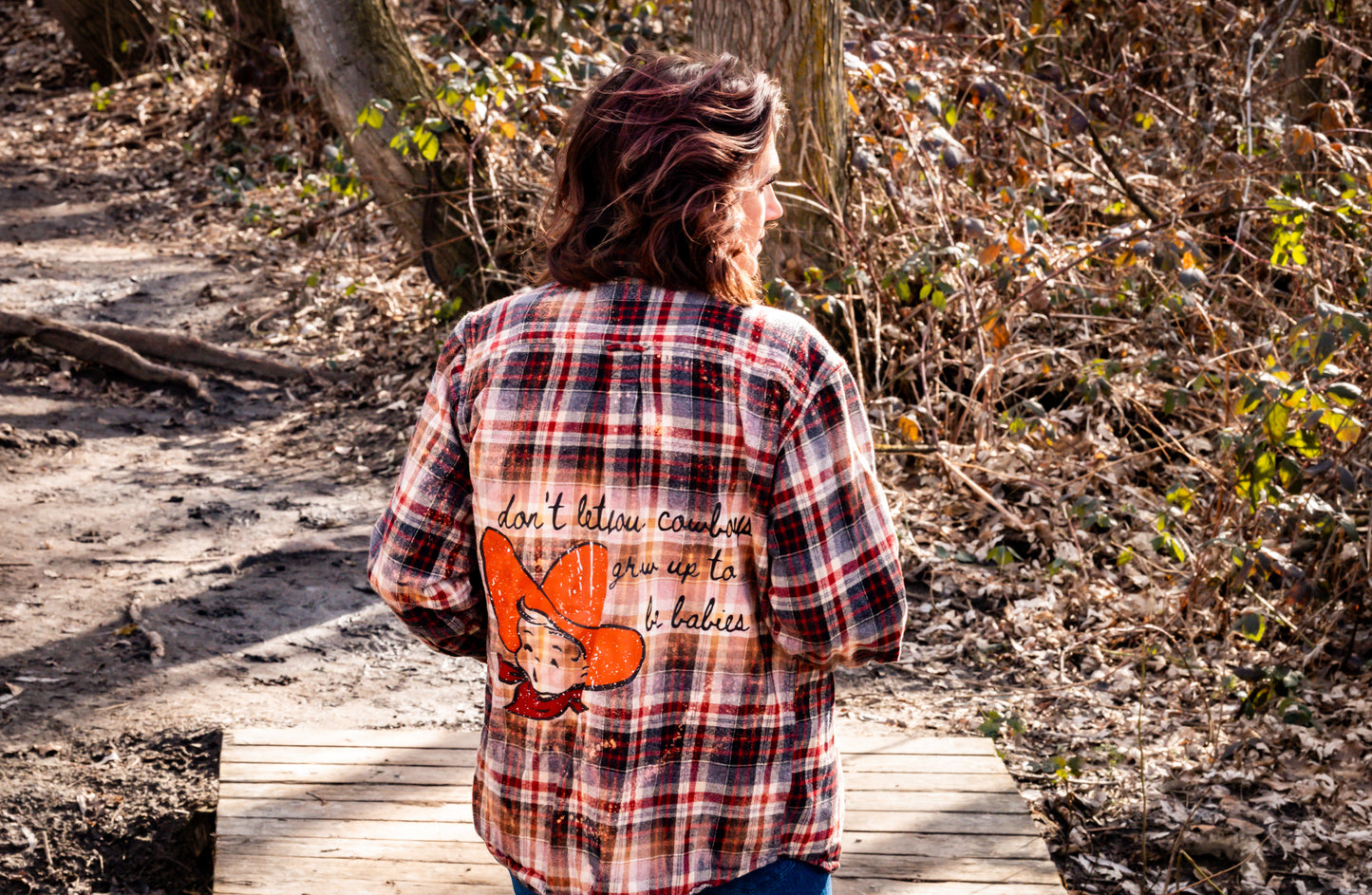 Mama Don't Let Your Cowboys Grow Up To Be Babies Bleached Flannel - Pre-Order - Adventure Plaids