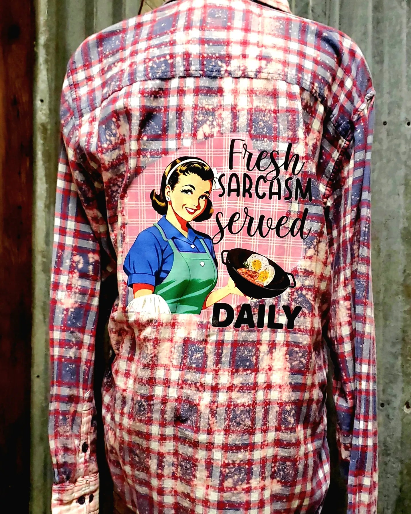 Fresh Sarcasm-RTS Bleached Flannel - sz Large-ish - Adventure Plaids