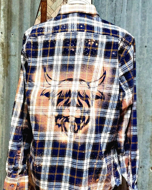 Highland Cow Bleached Flannel -RTS Sz XL-ISH - Adventure Plaids