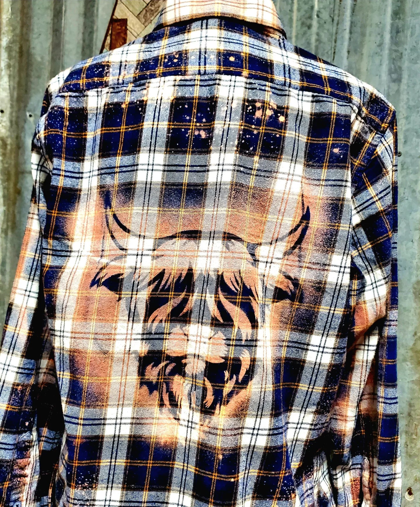 Highland Cow Bleached Flannel -RTS Sz XL-ISH - Adventure Plaids