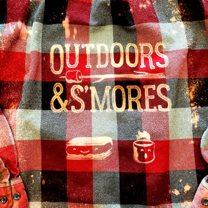 Outdoors & S'mores Bleached Flannel - RTS Sz XL-ish - Adventure Plaids