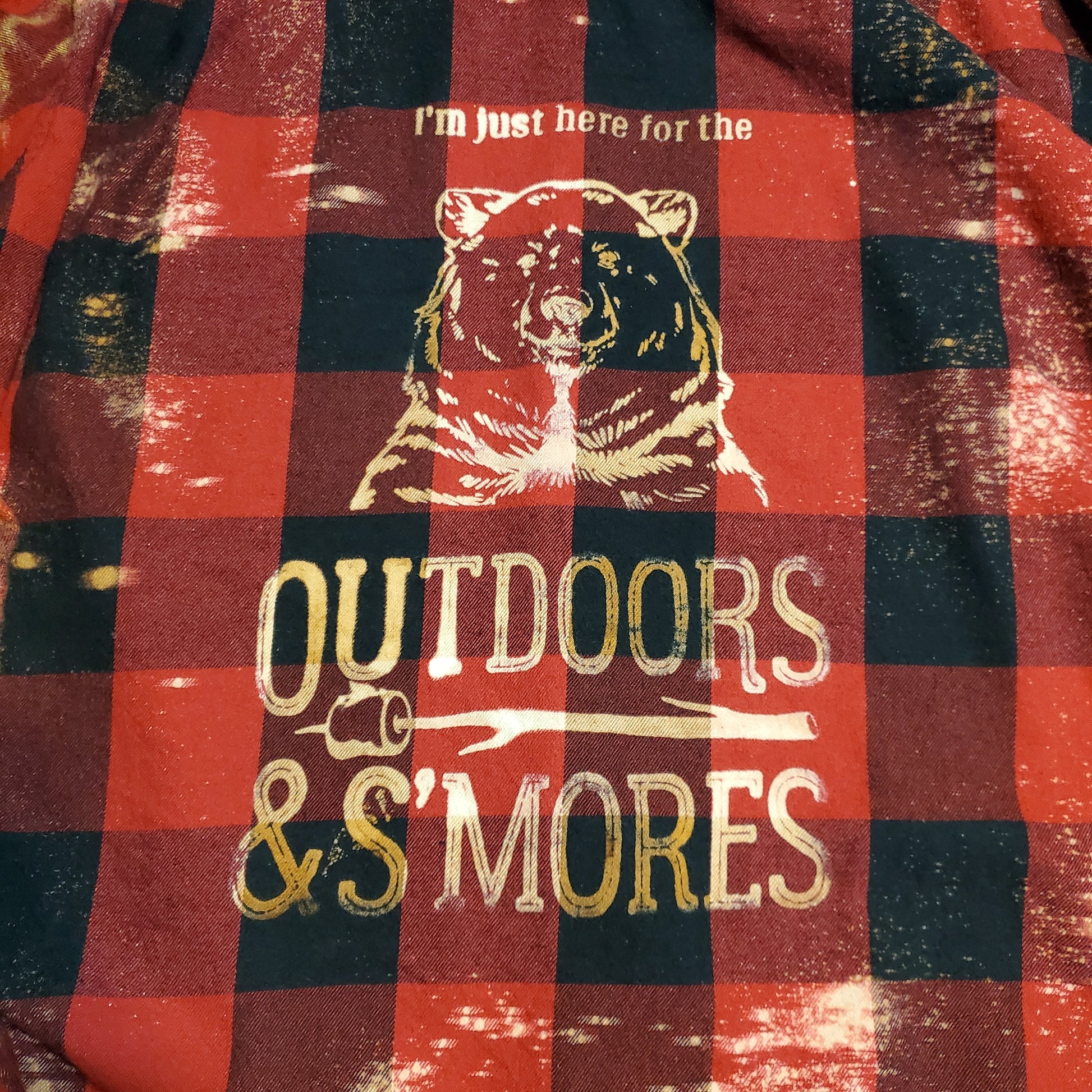 Outdoors and S'mores Bleached Flannel - RTS Sz XL-ish - Adventure Plaids