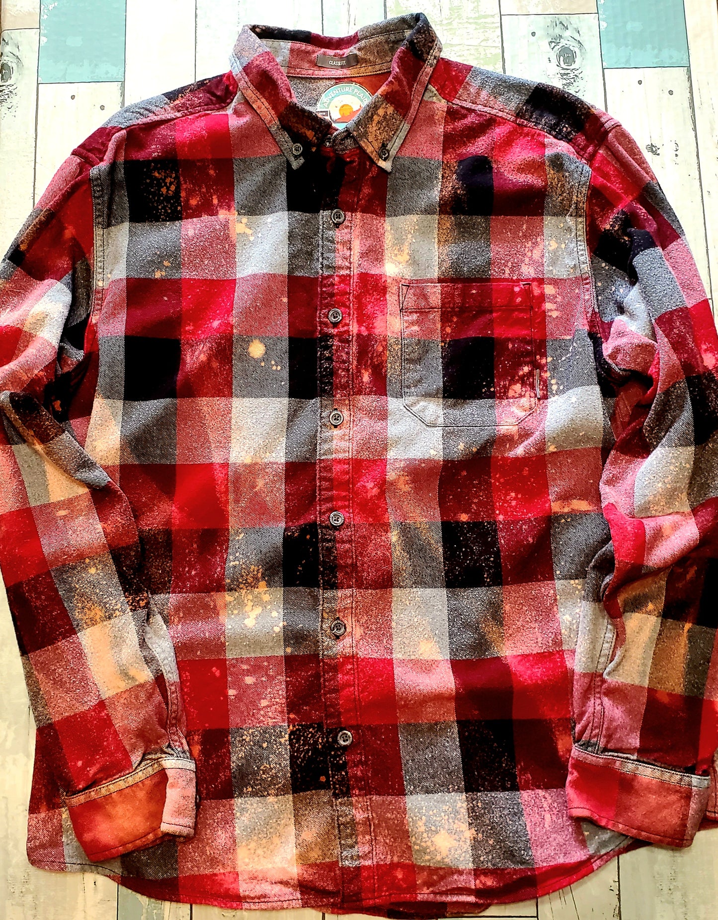 Outdoors & S'mores Bleached Flannel - RTS Sz XL-ish - Adventure Plaids