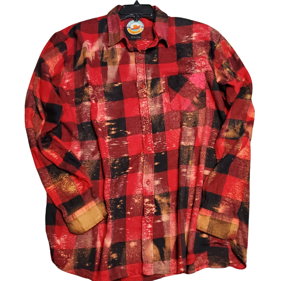 Outdoors and S'mores Bleached Flannel - RTS Sz XL-ish - Adventure Plaids