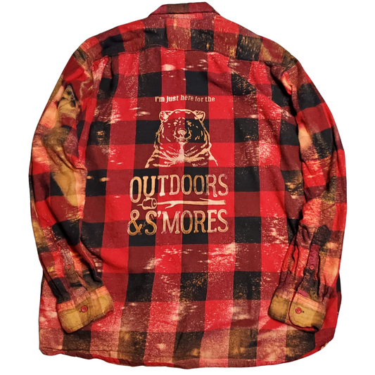 Outdoors and S'mores Bleached Flannel - RTS Sz XL-ish - Adventure Plaids