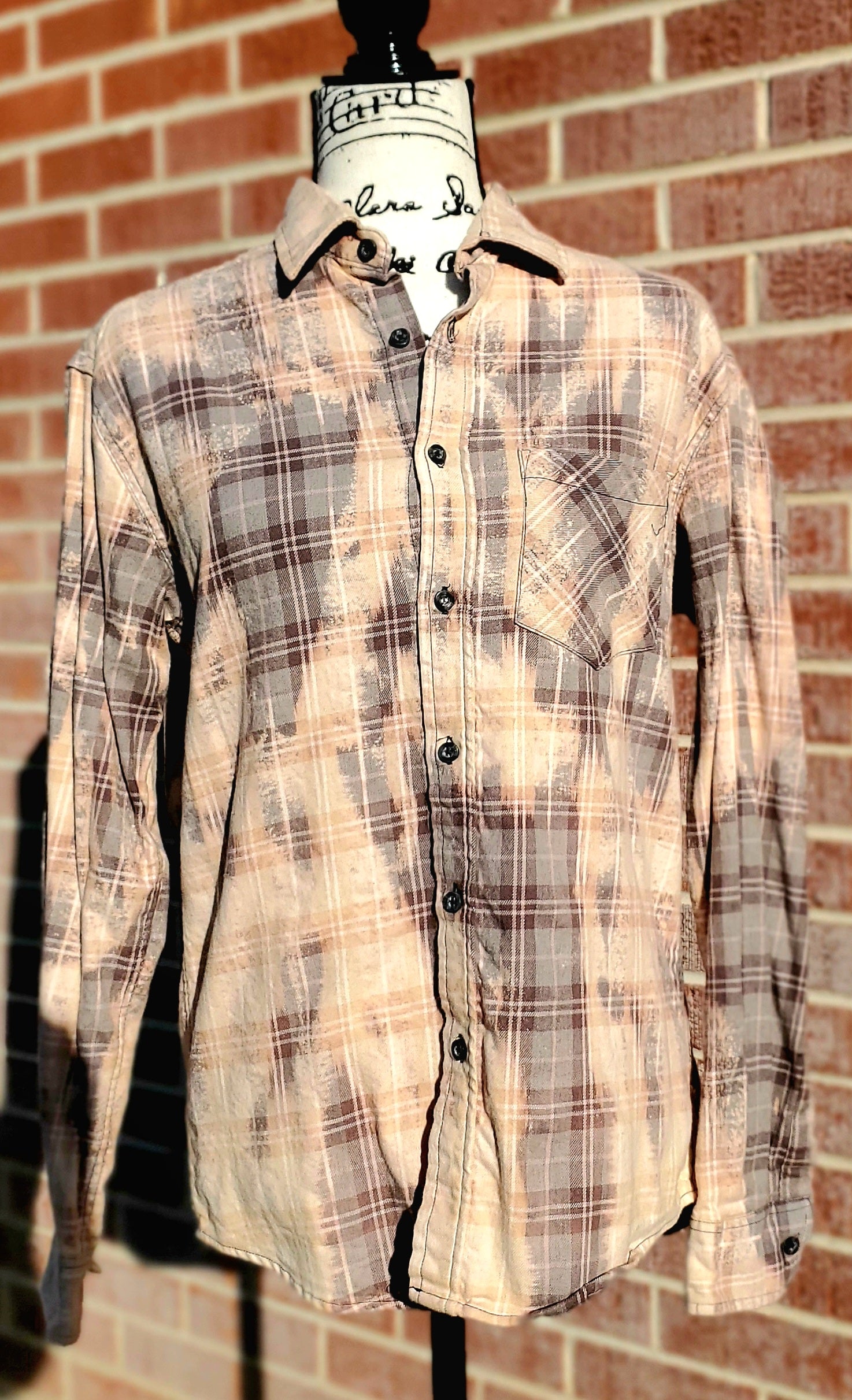 Raised on Dolly Bleached Flannel - RTS Sz Medium-ish - Adventure Plaids