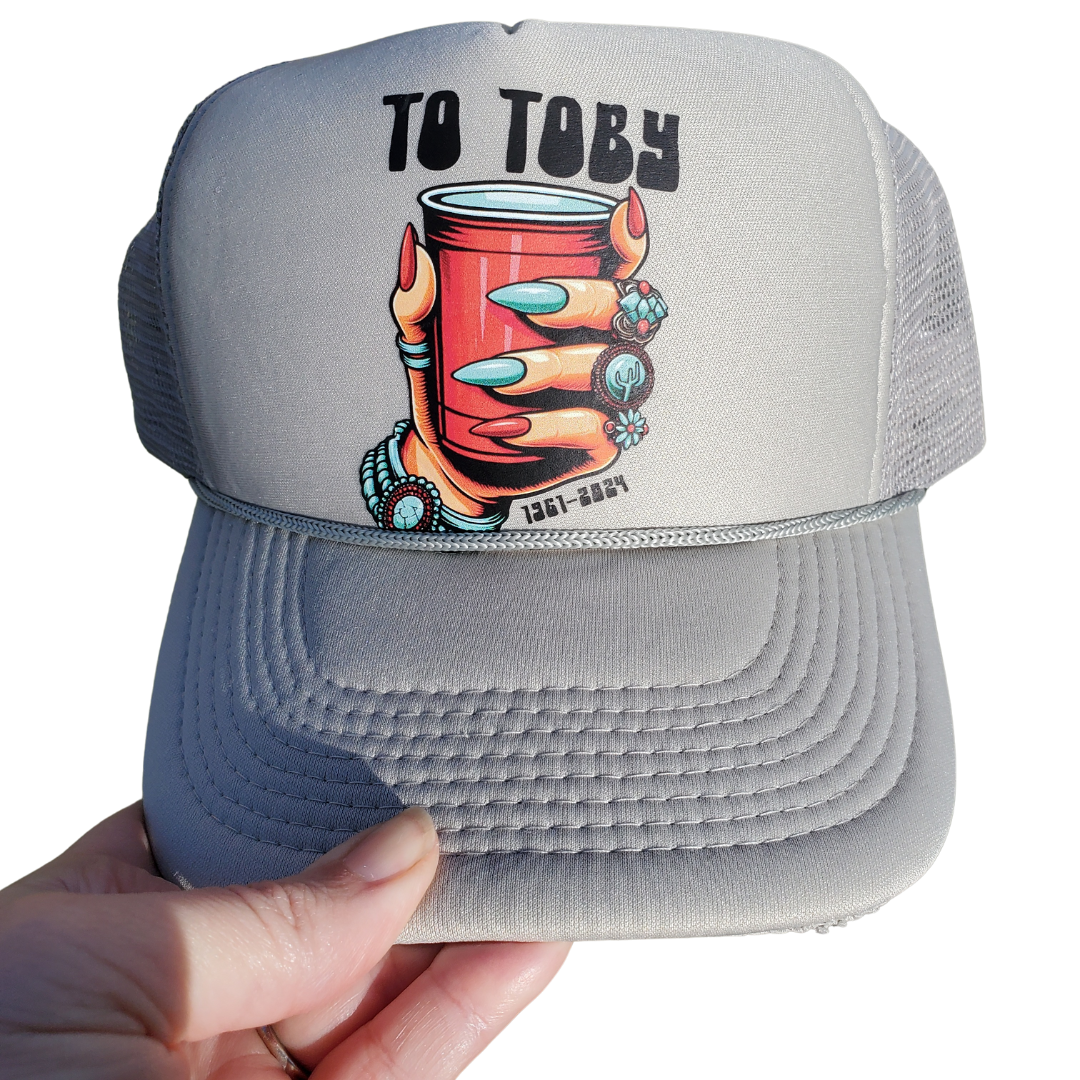 To Toby (Large Letters) Trucker Hat - Adventure Plaids