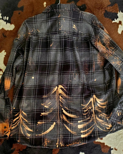 Painted Trees Bleached Flannel-pre-order - Adventure Plaids